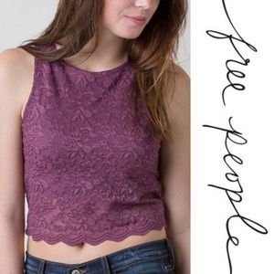 NWT Free People Purple Lace Cropped Tank